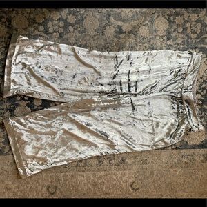 Anthropologie silver velvet wide leg pants, Maeve, XL